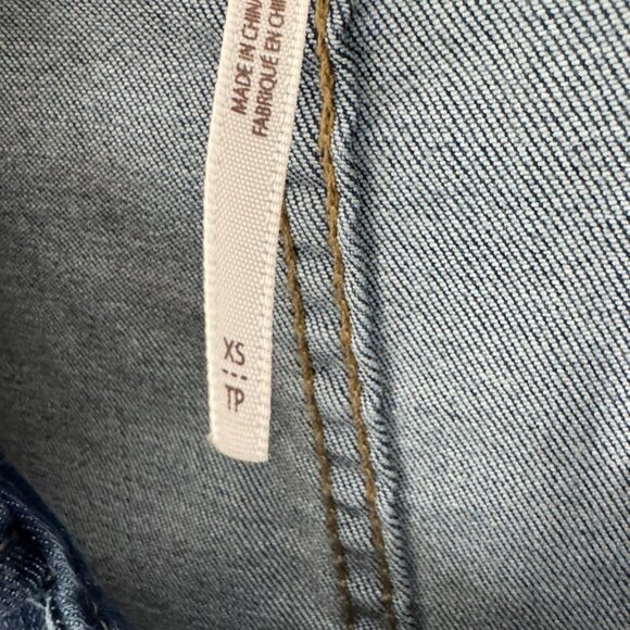 Free People Hearts Beat Stretch Denim Jumpsuit Coverall size XS flare legs - Picture 8 of 13